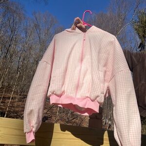 Pink Gingham Zip-Up Jacket